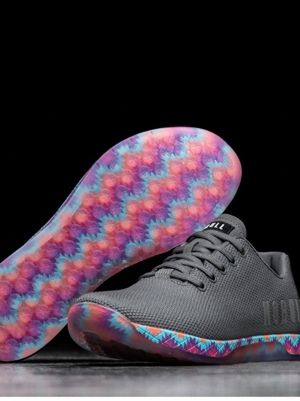 NOBULL Gray Training Shoes with Multicolor Geometric Midsole